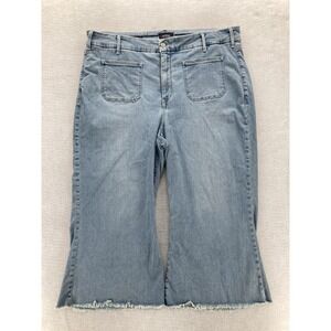 NYDJ Jeans Womens 18WP Light Blue Wide Leg Cropped Raw Hem Lift Tuck Denim Plus